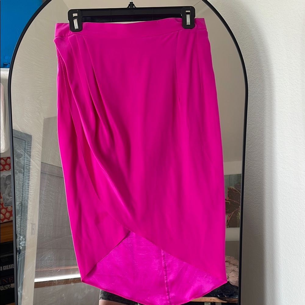 Amanda Uprichard Pink Asymmetrical Midi Pencil Skirt